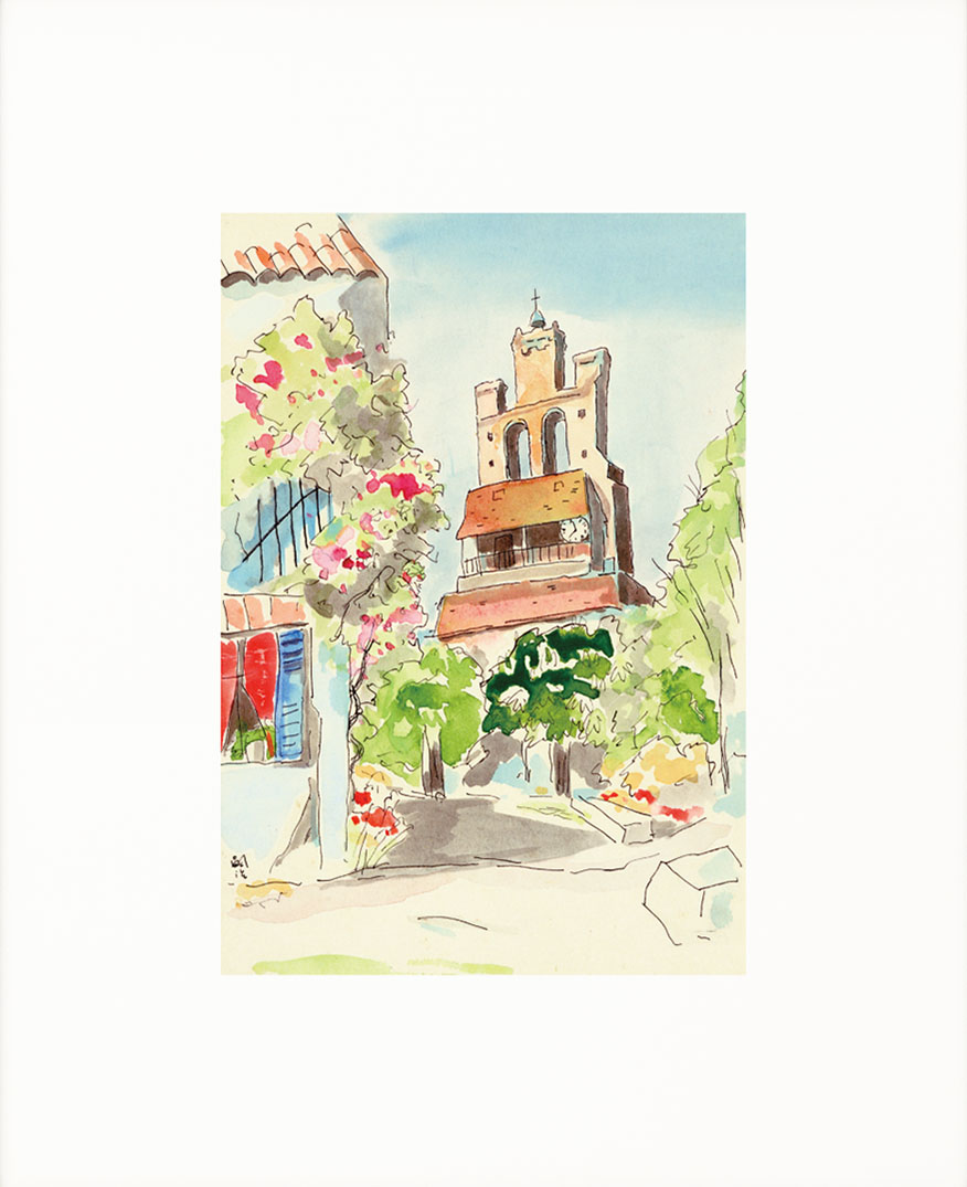 藤田嗣治、「Fleurs et soleil levant」、希少画集の額装画 藤田嗣治、「Fleurs et soleil levant」、希少画集の額装画